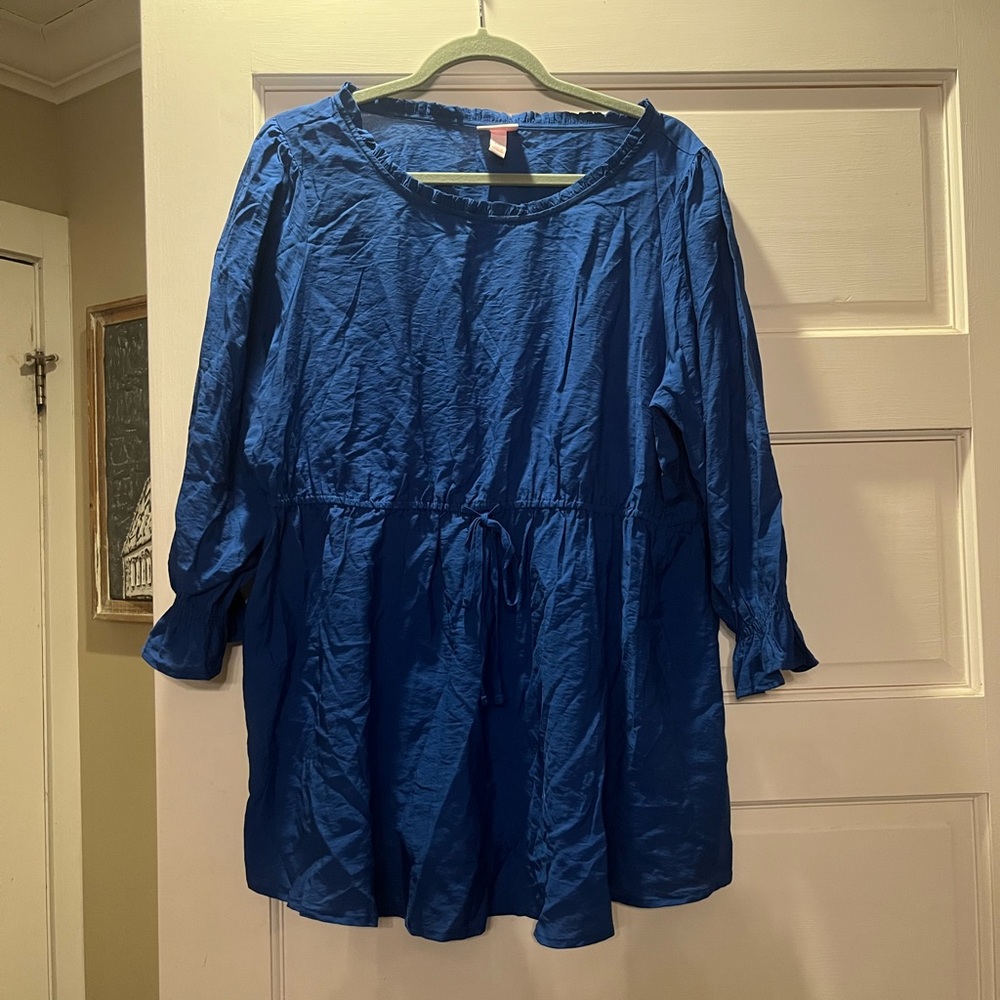 Blue Long Sleeve Tunic Top